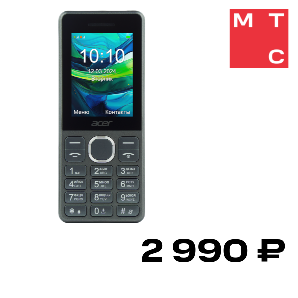 Мобильный телефон Acer, Disco DS24 Темно-серый
Мобильный телефон Acer, Disco DS24 Темно-серый