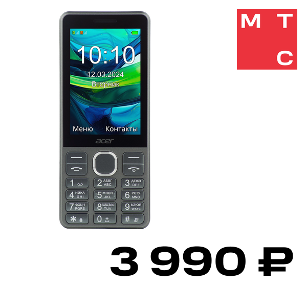 Мобильный телефон Acer, Disco DS35 Темно-серый
Мобильный телефон Acer, Disco DS35 Темно-серый