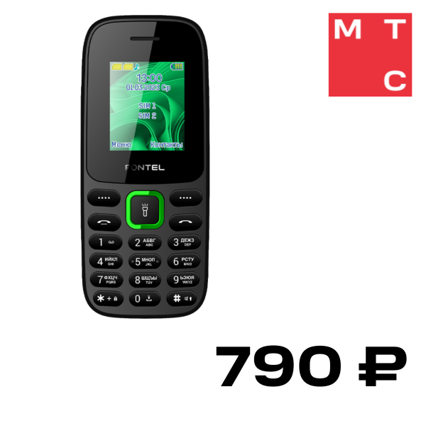 Мобильный телефон Fontel, FP200 DS Черно-зеленый
Мобильный телефон Fontel, FP200 DS Черно-зеленый