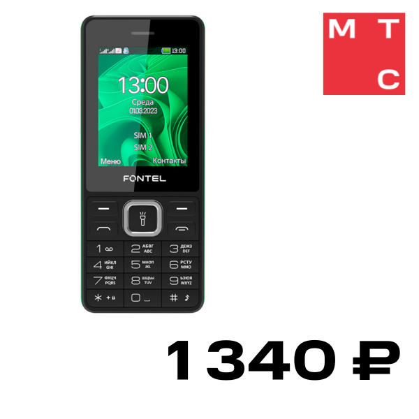 Мобильный телефон Fontel, FP240 DS Черно-зеленый
Мобильный телефон Fontel, FP240 DS Черно-зеленый