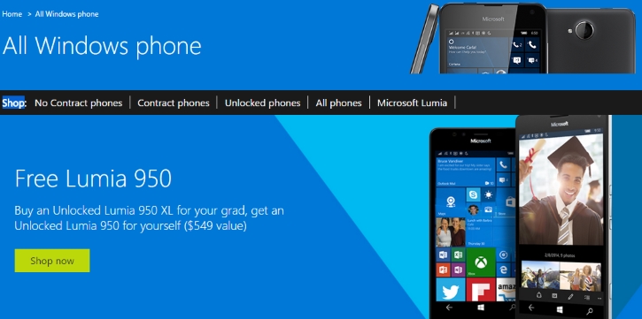 Microsoft  Lumia 950  $550  Lumia 950 XL