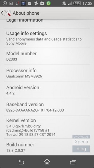 Sony Xperia M2    Android KitKat
