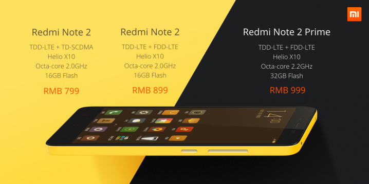 Xiaomi  Redmi Note 2  Redmi Note 2 Prime:  