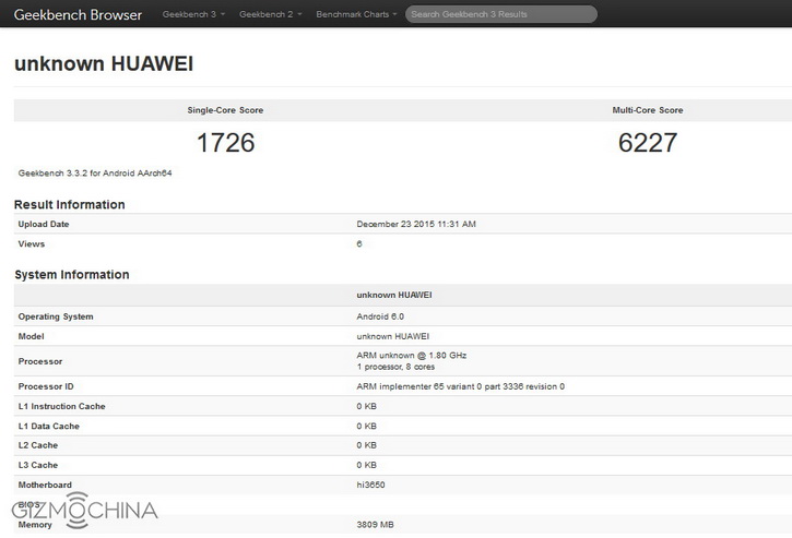 Huawei P9  HiSilicon Kirin 950   Geekbench?