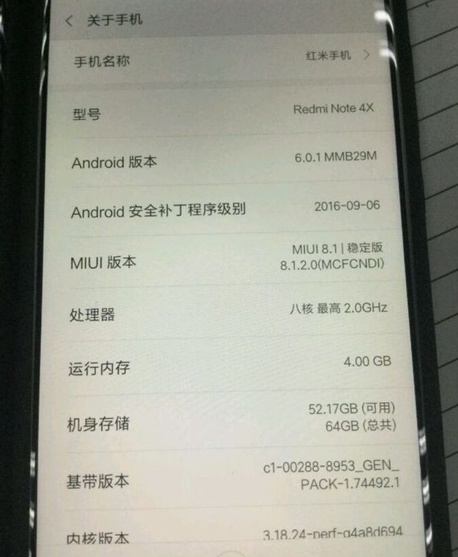 Xiaomi Redmi Note 4X  Snapdragon 653   