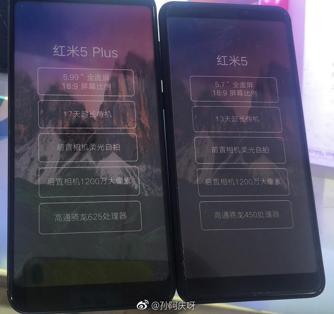 Xiaomi Redmi 5  Redmi 5 Plus:    