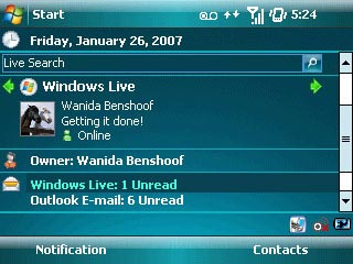 Windows Mobile 6  LG Prada