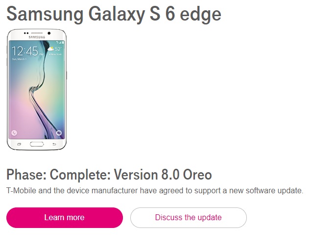 T-Mobile  Android Oreo  Samsung Galaxy S6  Note 5