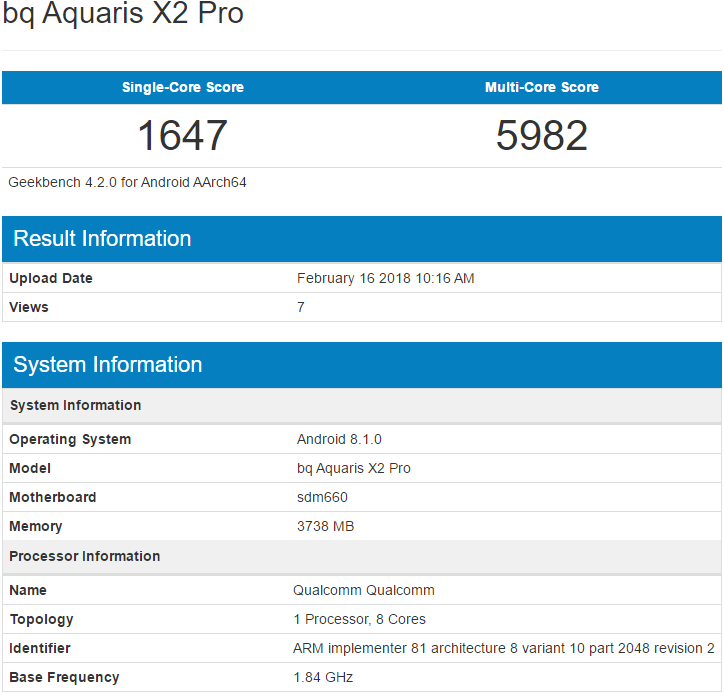  BQ Aquaris X2 Pro   Snapdragon 660