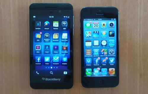 BlackBerry Z10 vs iPhone 5    