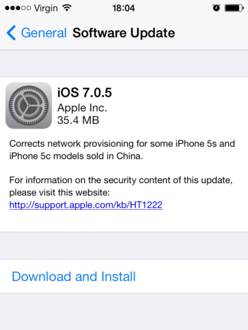 Apple  iOS 7.0.5     iPhone 5S  5a