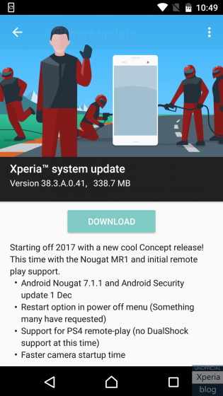 Sony Xperia X  - Android 7.1.1 Nougat