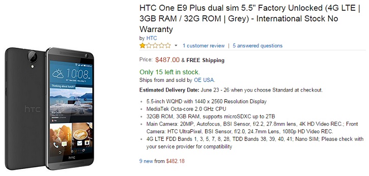 HTC One M9+  One E9+      Amazon ()