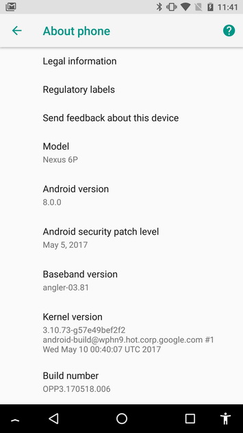 Android O = Android 8.0.0:   Developer Preview