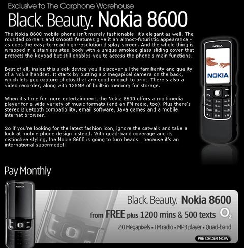 Nokia 8600 Luna   The Carphone Warehouse