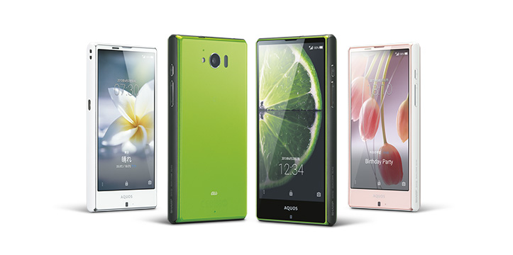 HTC J Butterfly, Kyocera Urbano, Qua tab, Sharp Aquos Serie:  au