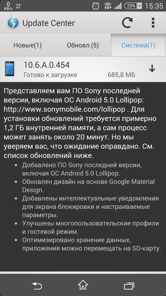 Sony Xperia Z  ZR   Android Lollipop