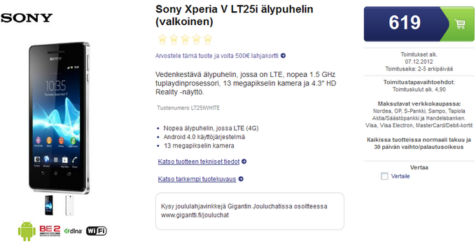   Sony Xperia V   