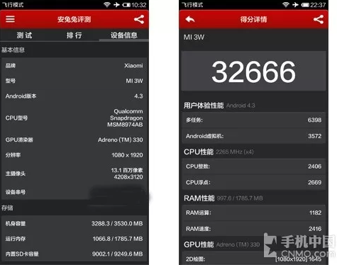 Xiaomi Mi3  Snapdragon 800   AnTuTu