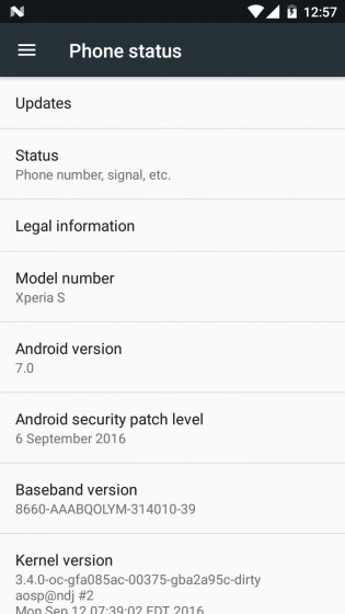 Android 7.0 Nougat   Sony Xperia S