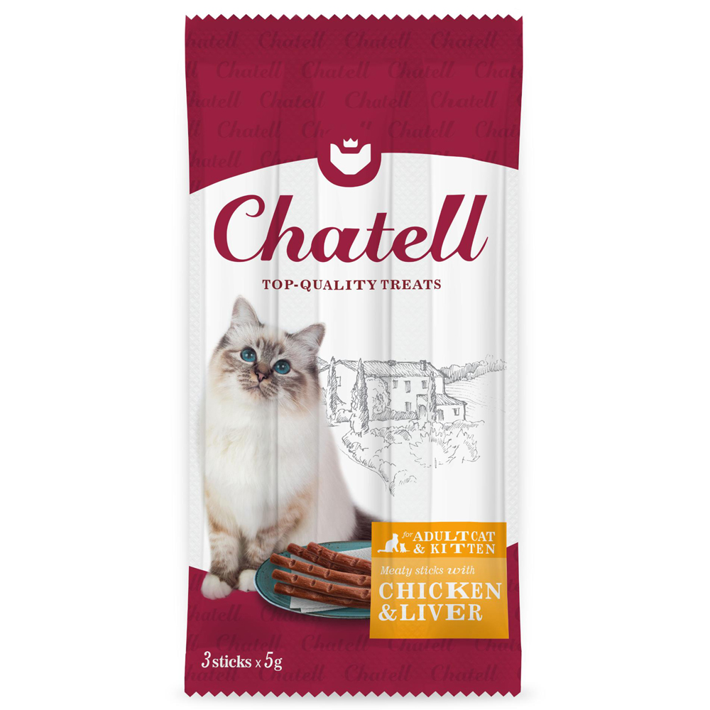 Chatell Лакомство для кошек и котят с цыплёнком и печенью (3 шт.), 15г