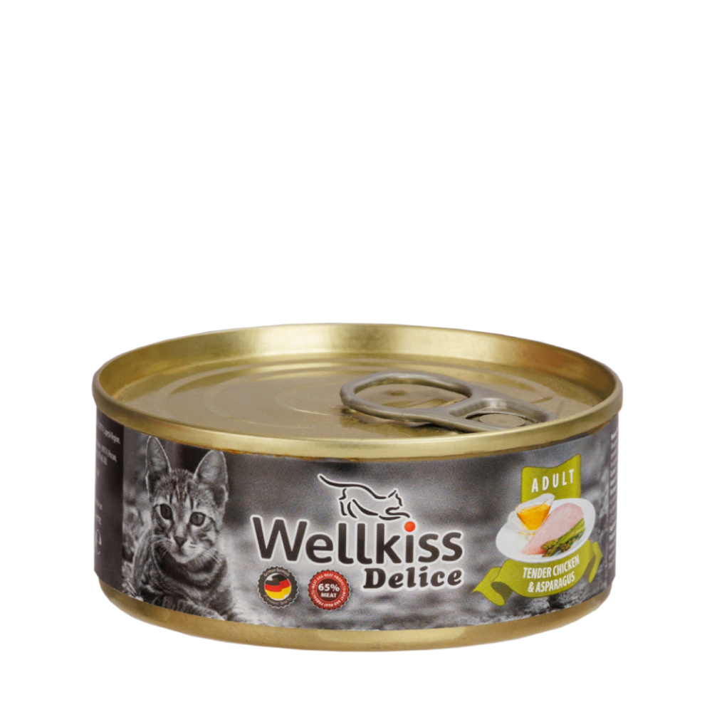 Wellkiss Delice Влажный корм (консервы) для кошек, нежное филе цыпленка со спаржей, 100 гр.
Wellkiss Delice Влажный корм (консервы) для кошек, нежное филе цыпленка со спаржей, 100 гр.