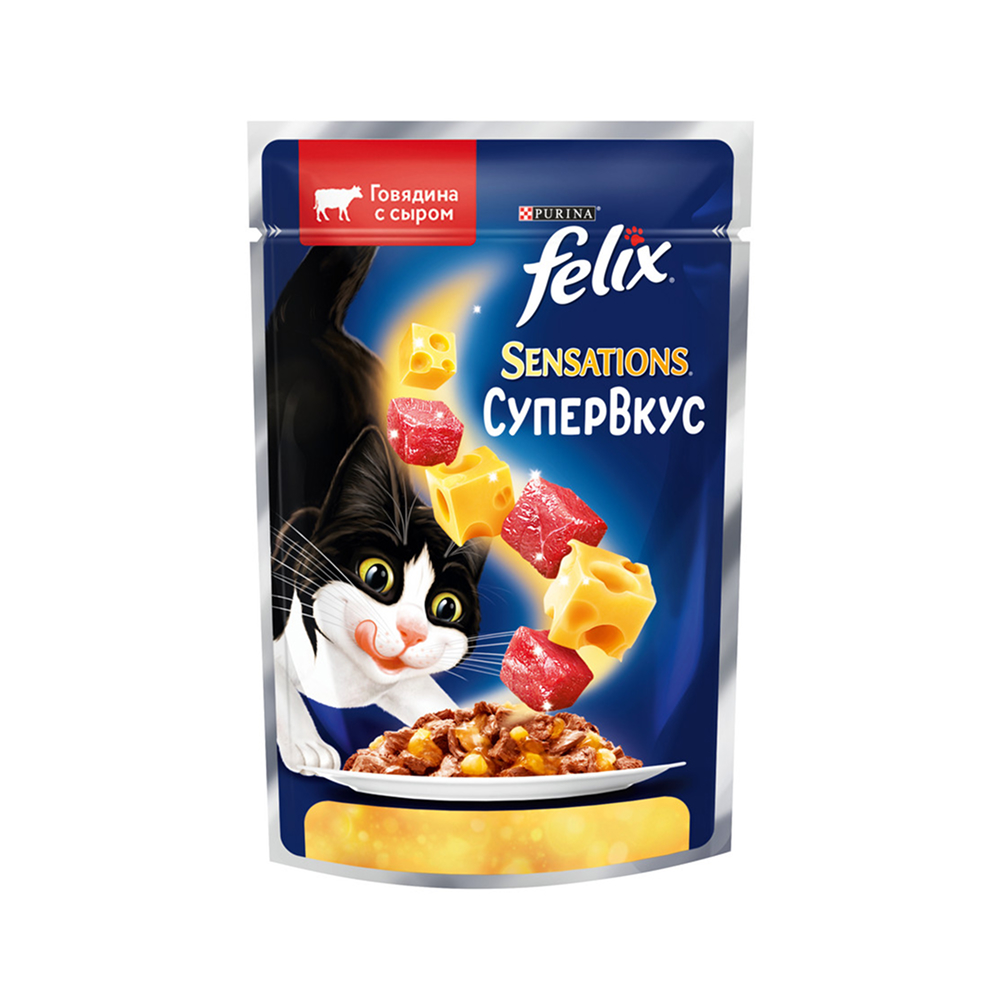Felix Sensations Влажный корм (пауч) для взрослых кошек Супервкус, с говядиной и сыром в желе, 75 гр.
Felix Sensations Влажный корм (пауч) для взрослых кошек Супервкус, с говядиной и сыром в желе, 75 гр.