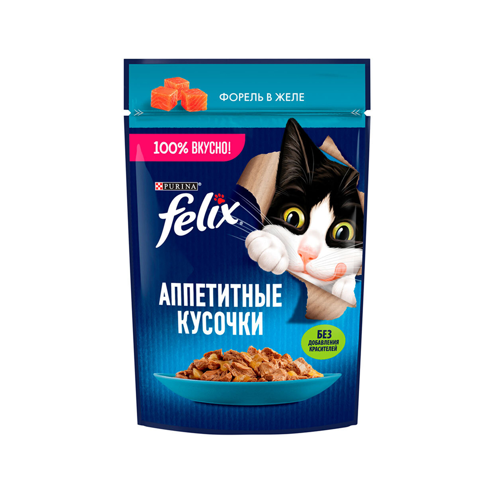 Felix Влажный корм (пауч) для взрослых кошек Аппетитные кусочки, с форелью в желе, 75 гр.
Felix Влажный корм (пауч) для взрослых кошек Аппетитные кусочки, с форелью в желе, 75 гр.