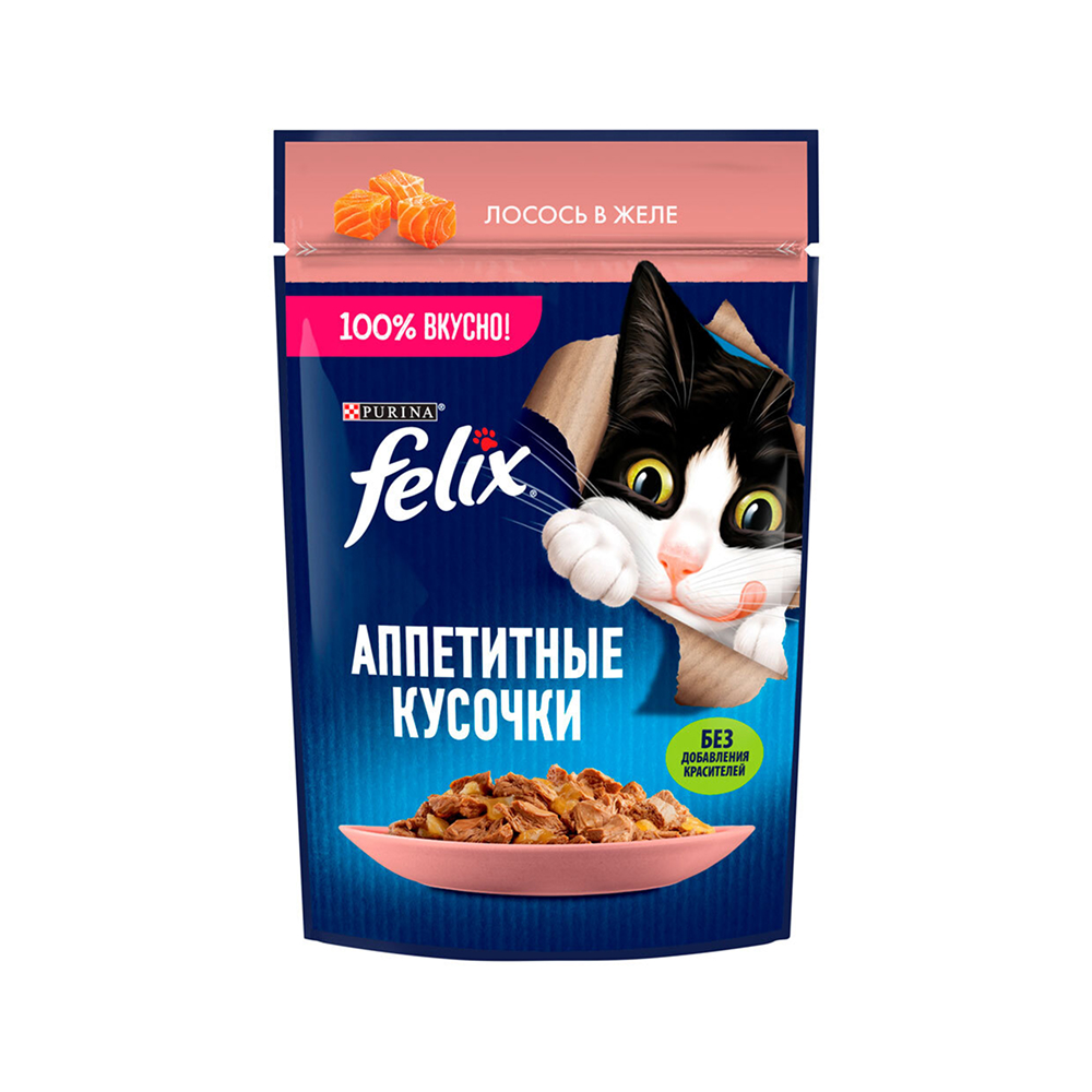 Felix Влажный корм (пауч) для взрослых кошек Аппетитные кусочки, с лососем в желе, 75 гр.
Felix Влажный корм (пауч) для взрослых кошек Аппетитные кусочки, с лососем в желе, 75 гр.