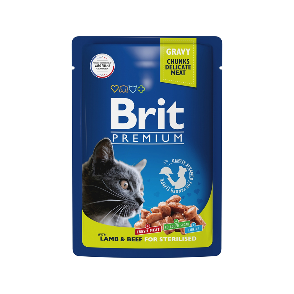 Brit Premium Влажный корм (пауч) для взрослых кошек, с ягненком и говядиной в соусе, 85 гр.
Brit Premium Влажный корм (пауч) для взрослых кошек, с ягненком и говядиной в соусе, 85 гр.
