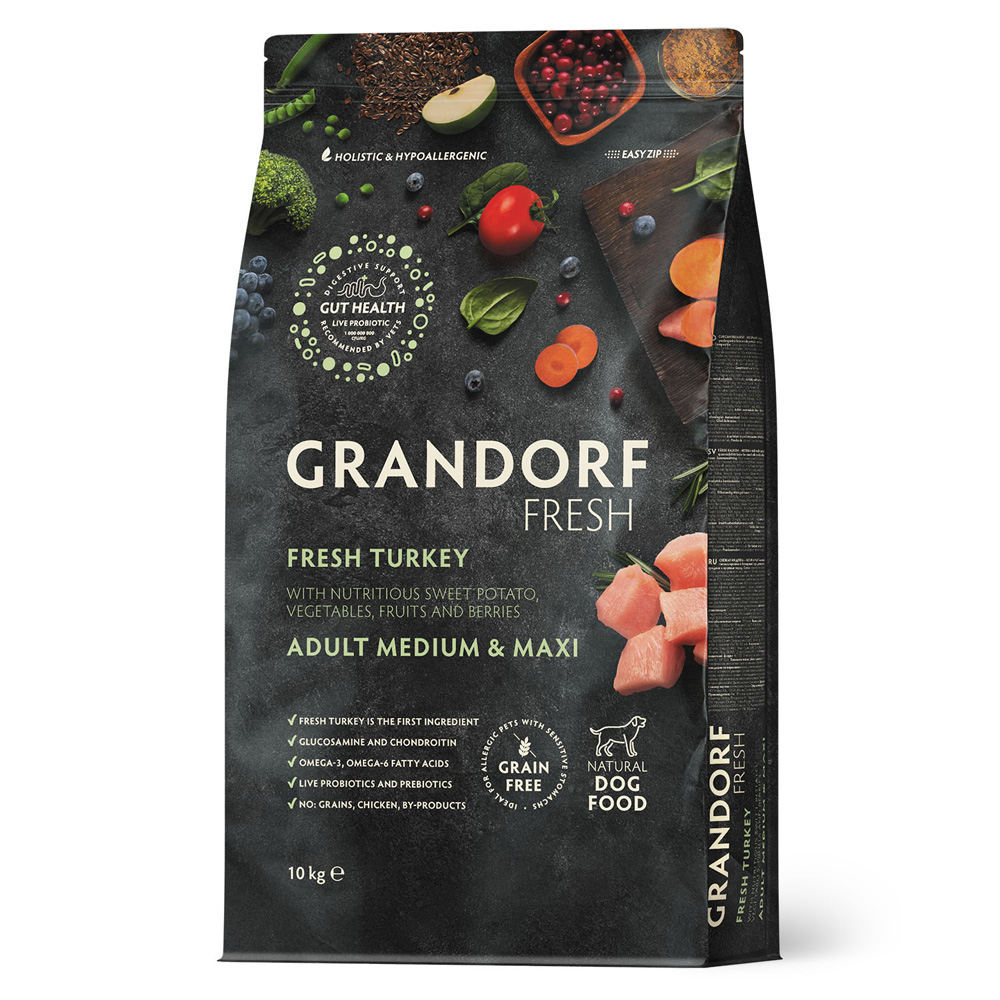 Grandorf Fresh Adult Сухой корм для собак средних и крупных пород, с индейкой и бататом, 10 кг
Grandorf Fresh Adult Сухой корм для собак средних и крупных пород, с индейкой и бататом, 10 кг