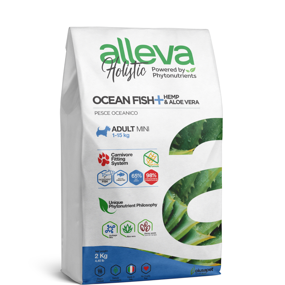 ALLEVA Holistic Сухой корм для собак мелких пород, с океанической рыбой, коноплей и алое вера, 2 кг
ALLEVA Holistic Сухой корм для собак мелких пород, с океанической рыбой, коноплей и алое вера, 2 кг