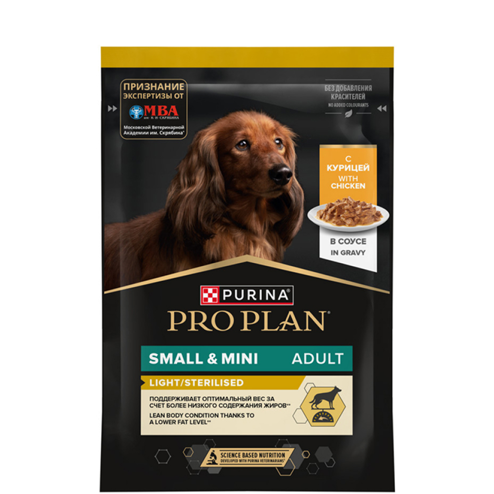 ProPlan Влажный корм (пауч) для взрослых собак мелких и карликовых пород, склонных к набору веса, с курицей в соусе, 85 гр.
ProPlan Влажный корм (пауч) для взрослых собак мелких и карликовых пород, склонных к набору веса, с курицей в соусе, 85 гр.