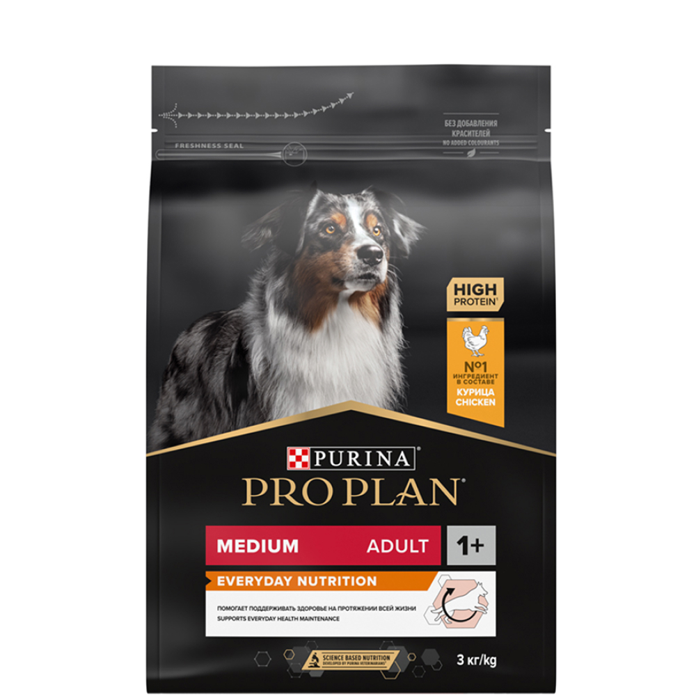 ProPlan Everyday Nutrition Сухой корм для взрослых собак средних пород, с высоким содержанием курицы, 3 кг
ProPlan Everyday Nutrition Сухой корм для взрослых собак средних пород, с высоким содержанием курицы, 3 кг