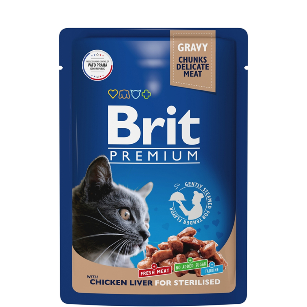 Brit Premium Влажный корм (пауч) для взрослых стерилизованных кошек, с куриной печенью в соусе, 85 гр.
Brit Premium Влажный корм (пауч) для взрослых стерилизованных кошек, с куриной печенью в соусе, 85 гр.