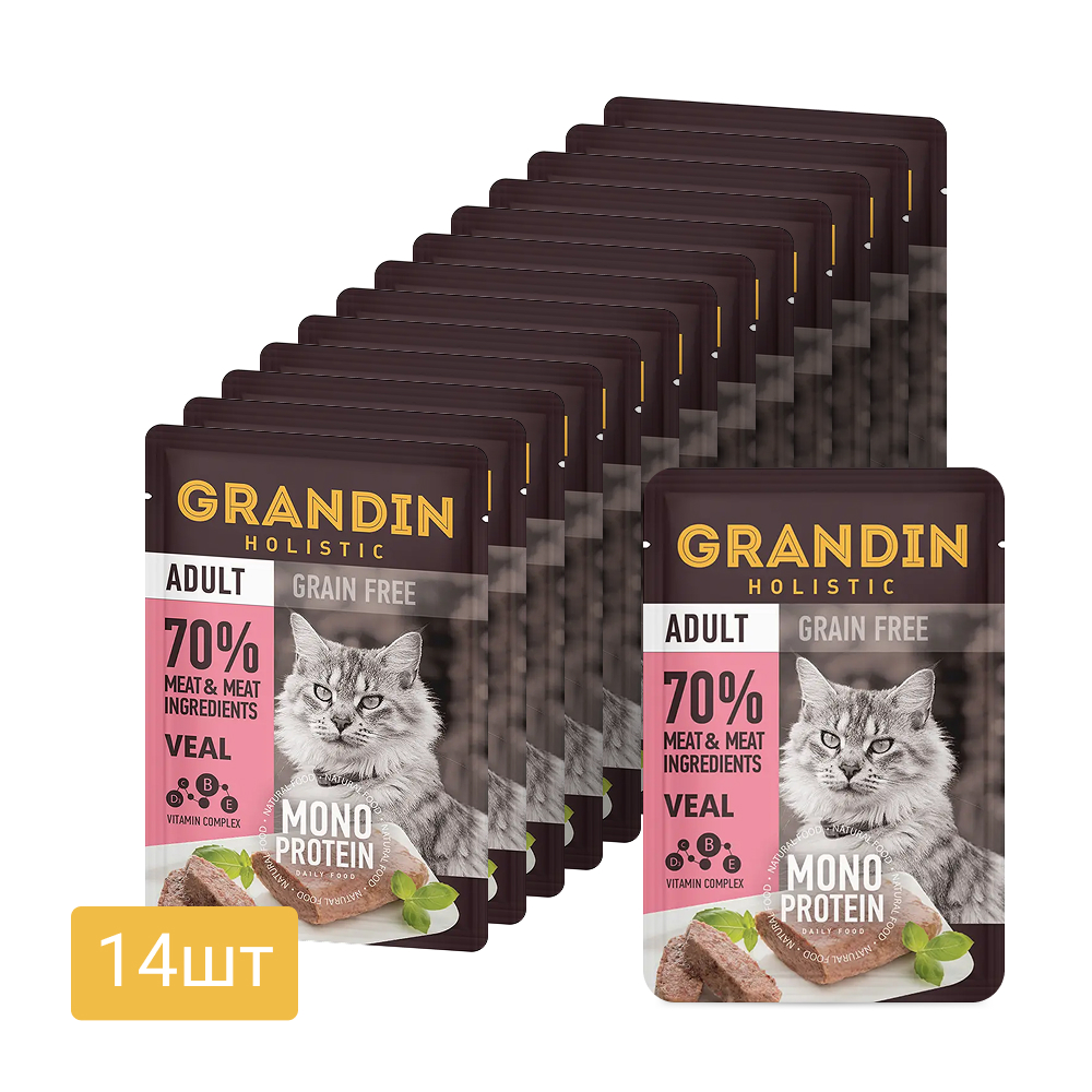 Grandin Adult Grain free Monoprotein Влажный корм (пауч) для взрослых кошек, патэ из нежного мяса телятины в желе, 85 гр.
Grandin Adult Grain free Monoprotein Влажный корм (пауч) для взрослых кошек, патэ из нежного мяса телятины в желе, 85 гр.