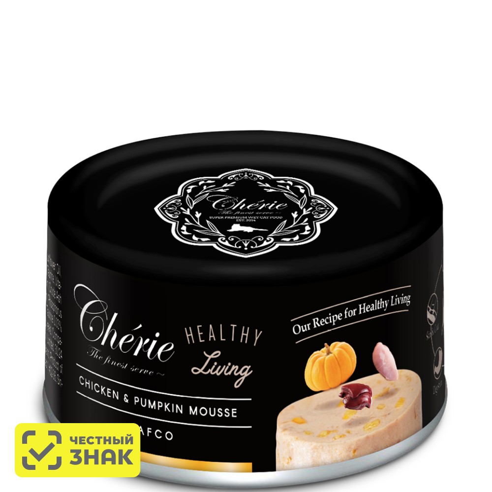 Pettric Cherie Влажный корм (консервы) для кошек, мусс из курицы с тыквой, 80 гр.
Pettric Cherie Влажный корм (консервы) для кошек, мусс из курицы с тыквой, 80 гр.