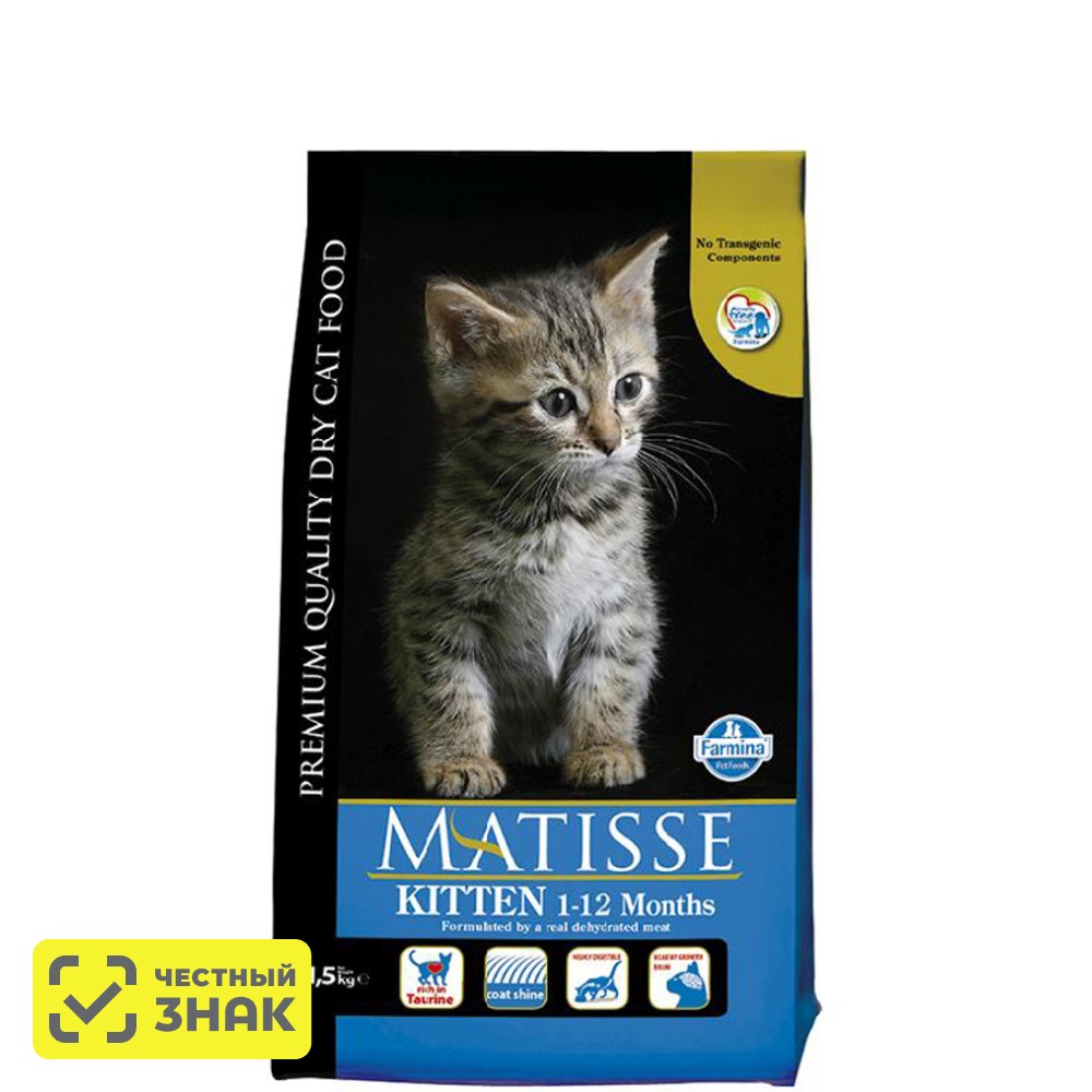 Farmina Matisse Cухой корм для котят, с курицей, 1,5 кг
Farmina Matisse Cухой корм для котят, с курицей, 1,5 кг
