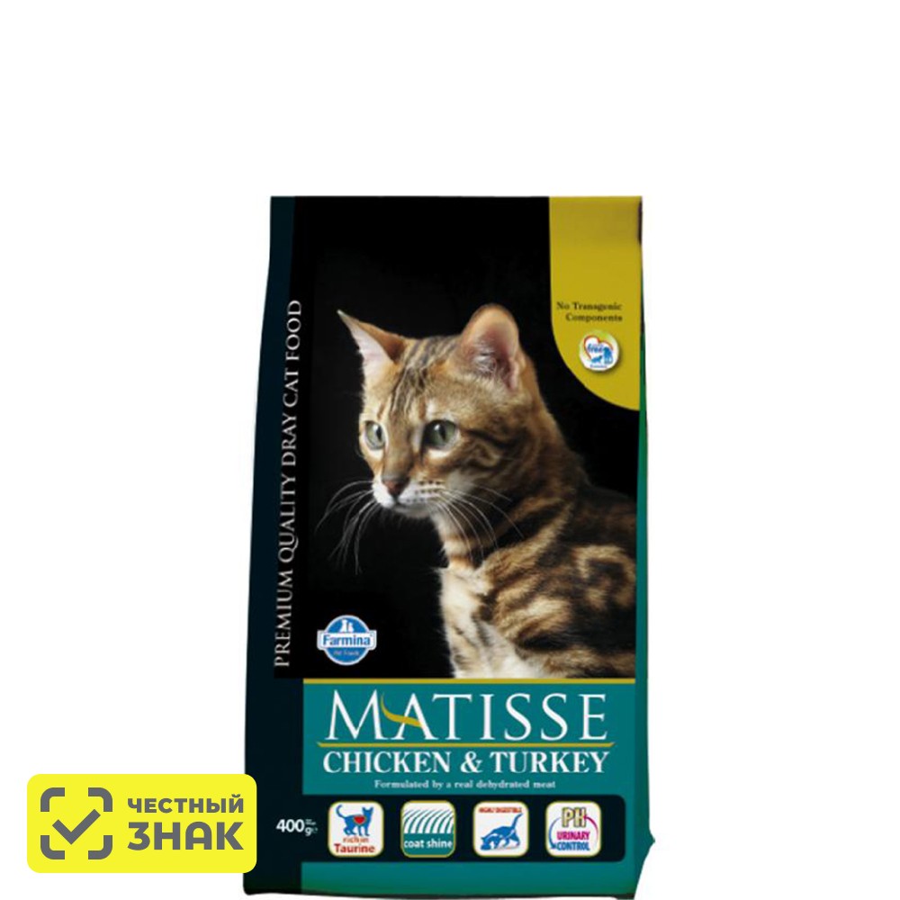Farmina Matisse Cухой корм для взрослых кошек, с курицей и индейкой, 400 гр.
Farmina Matisse Cухой корм для взрослых кошек, с курицей и индейкой, 400 гр.