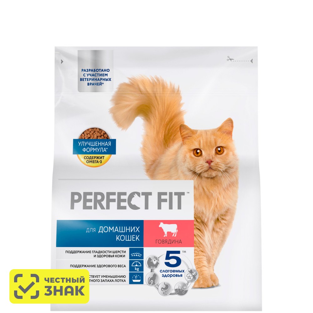 Perfect Fit Сухой корм для домашних кошек, с говядиной 1,2 кг
Perfect Fit Сухой корм для домашних кошек, с говядиной 1,2 кг