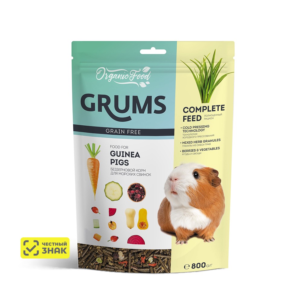 GRUMS Корм беззерновой для морских свинок, 800 гр.
GRUMS Корм беззерновой для морских свинок, 800 гр.