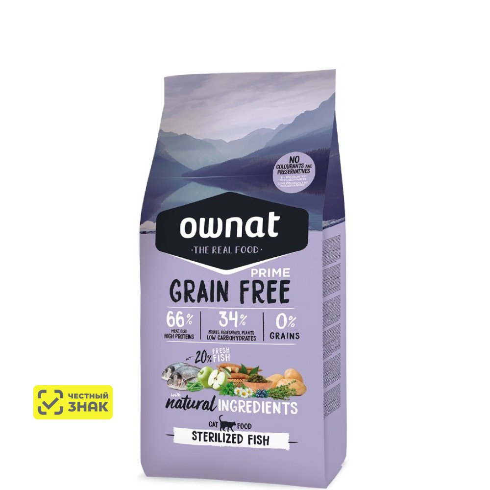 Ownat Adult Sterilized Grain Free Prime Сухой корм для стерилизованных кошек, с рыбой, 1 кг
Ownat Adult Sterilized Grain Free Prime Сухой корм для стерилизованных кошек, с рыбой, 1 кг