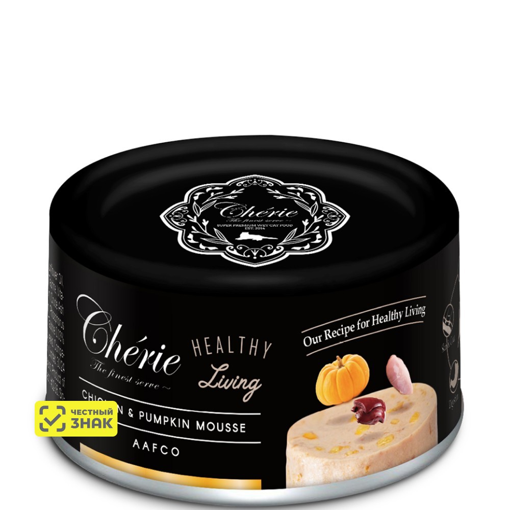 Pettric Cherie Влажный корм (консервы) для кошек, мусс из курицы с тыквой, 80 гр.
Pettric Cherie Влажный корм (консервы) для кошек, мусс из курицы с тыквой, 80 гр.