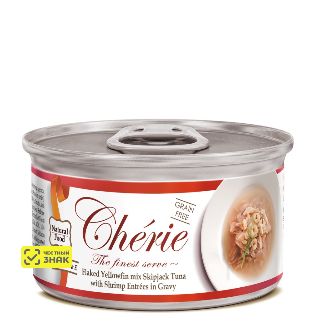 Pettric Cherie Влажный корм (консервы) для кошек, с тунцом и креветкой в подливе, 80 гр.
Pettric Cherie Влажный корм (консервы) для кошек, с тунцом и креветкой в подливе, 80 гр.
