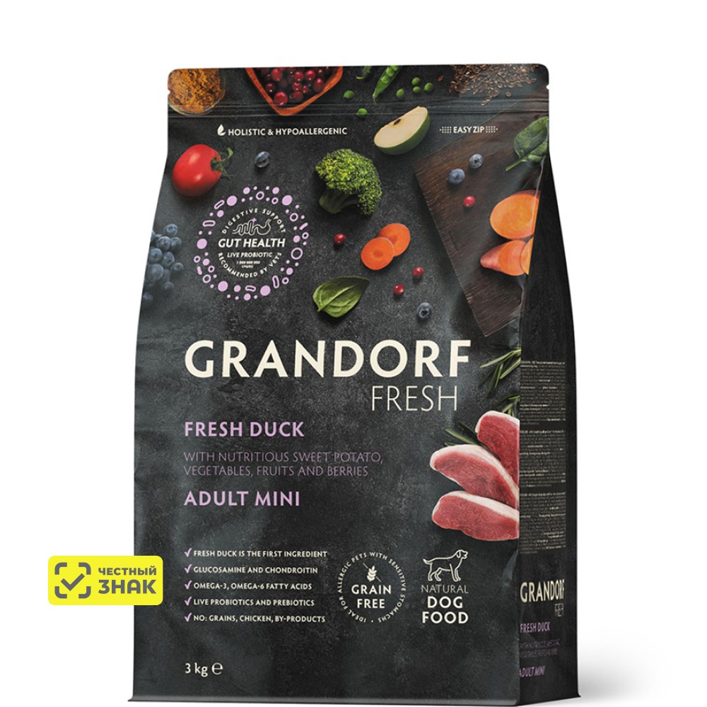 GRANDORF Fresh Adult Mini Сухой корм для собак мелких пород, с уткой и бататом, 3 кг
GRANDORF Fresh Adult Mini Сухой корм для собак мелких пород, с уткой и бататом, 3 кг