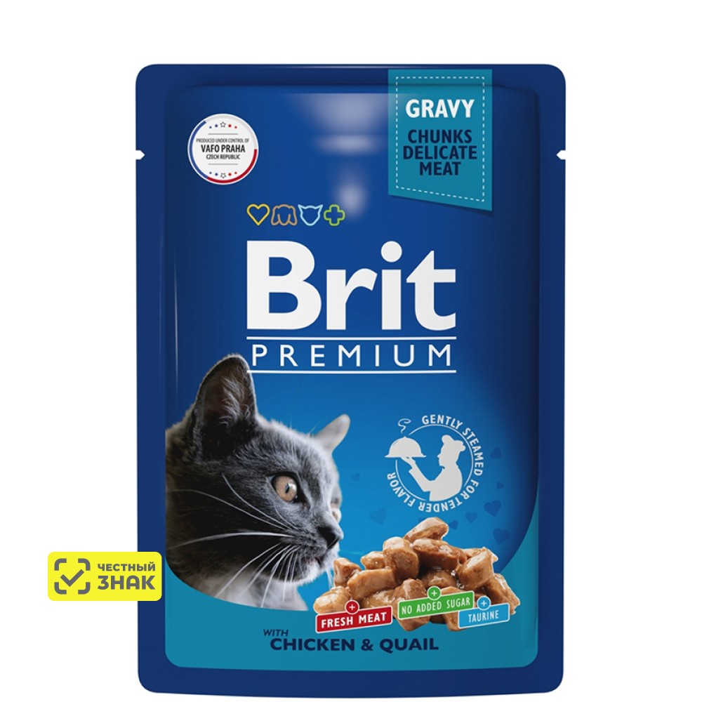 Brit Premium Влажный корм (пауч) для взрослых кошек, с цыпленком и перепелкой в соусе, 85 гр.
Brit Premium Влажный корм (пауч) для взрослых кошек, с цыпленком и перепелкой в соусе, 85 гр.