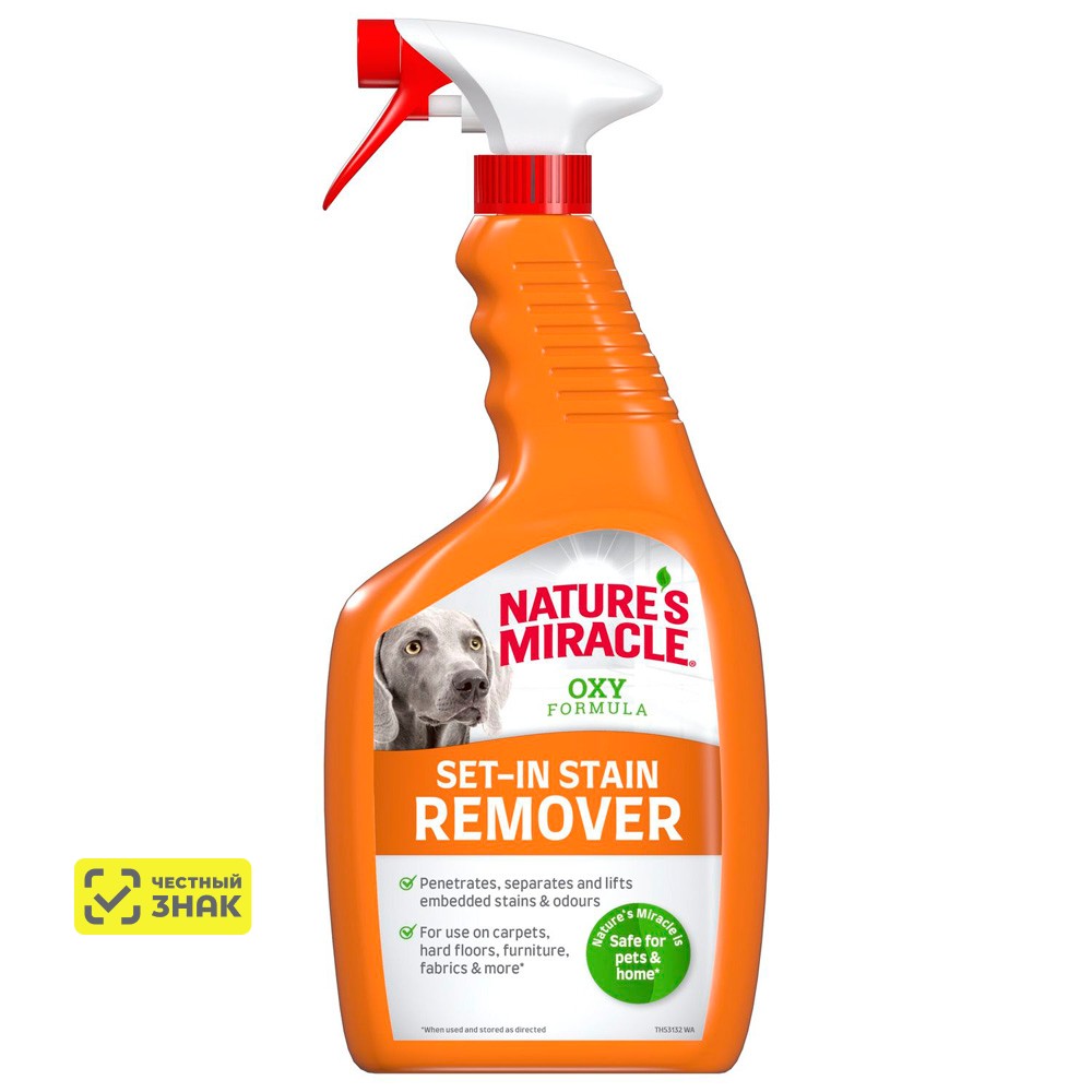 Nature's Miracle Set-in Stain Remover Спрей уничтожитель пятен и запахов собак, 709 мл
Nature's Miracle Set-in Stain Remover Спрей уничтожитель пятен и запахов собак, 709 мл