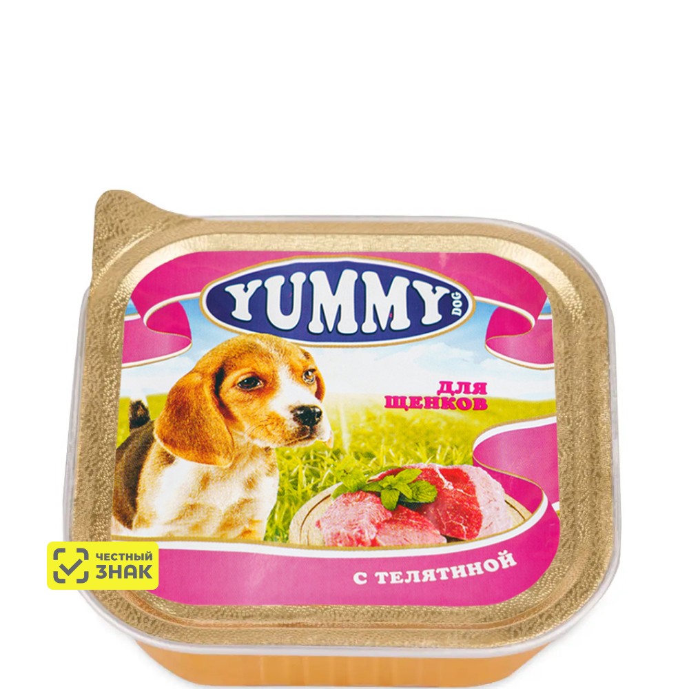 Yummy Влажный корм (консервы) для щенков, с телятиной, 100 гр.
Yummy Влажный корм (консервы) для щенков, с телятиной, 100 гр.
