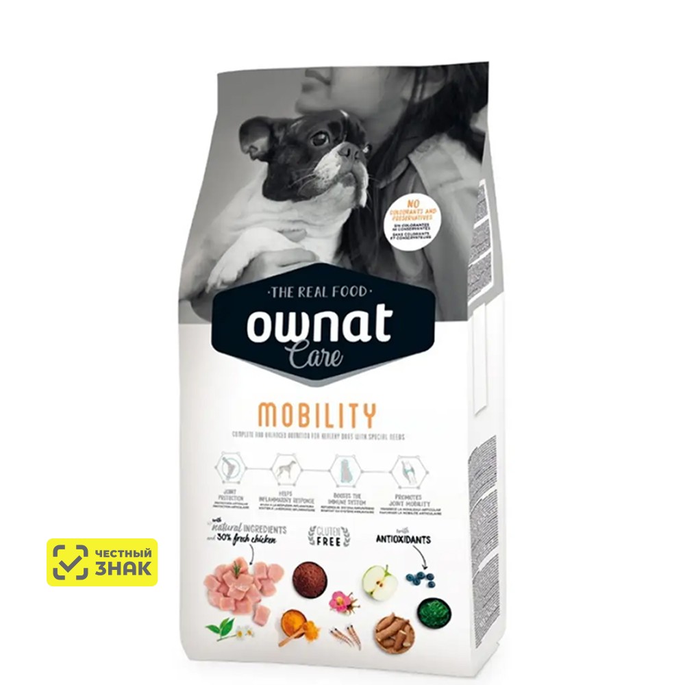 Ownat Adult Care mobility Сухой корм для собак всех пород с питательными веществами для поддержки работы суставов, с курицей, 3 кг
Ownat Adult Care mobility Сухой корм для собак всех пород с питательными веществами для поддержки работы суставов, с курицей, 3 кг