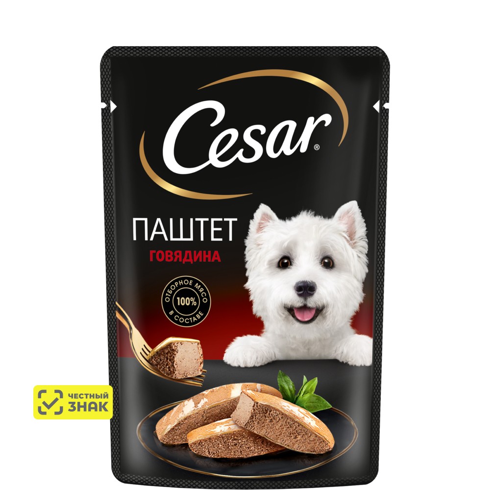 Cesar Влажный корм (пауч) для взрослых собак всех пород, паштет с говядиной, 80 гр.
Cesar Влажный корм (пауч) для взрослых собак всех пород, паштет с говядиной, 80 гр.